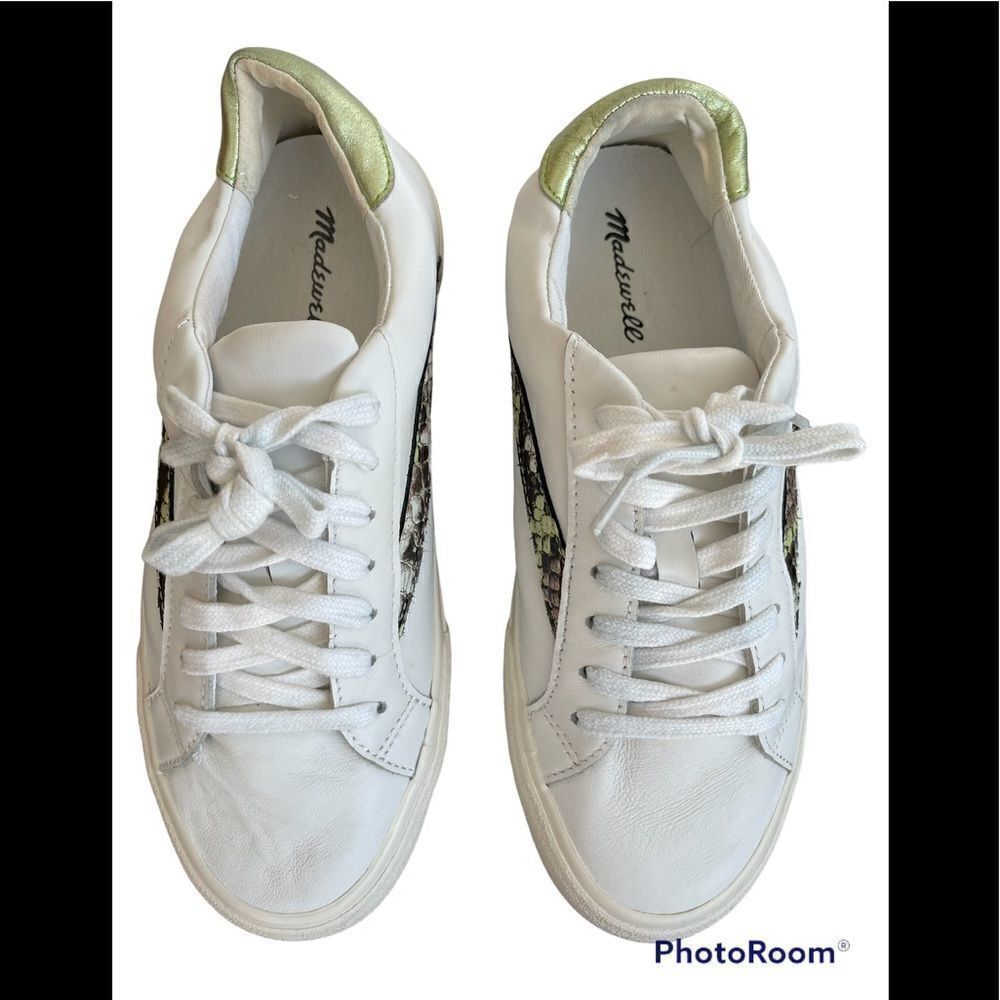 Madewell Womens Sidewalk Low Top Sneakers Snake Print Leather size 7